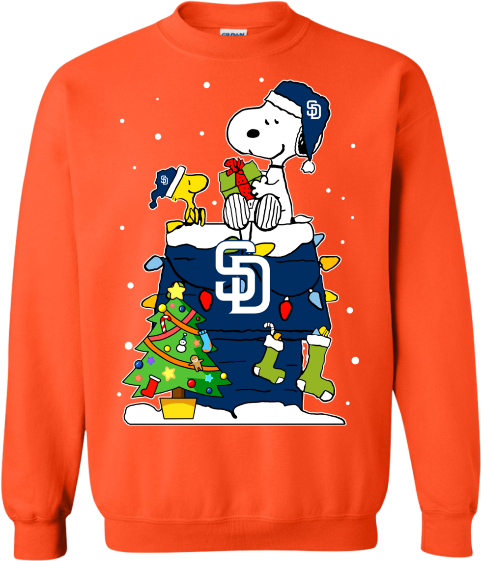 Get Now San Diego Padres Snoopy Ugly Christmas Sweaters - Sweatshirt Clipart (979x1143), Png Download