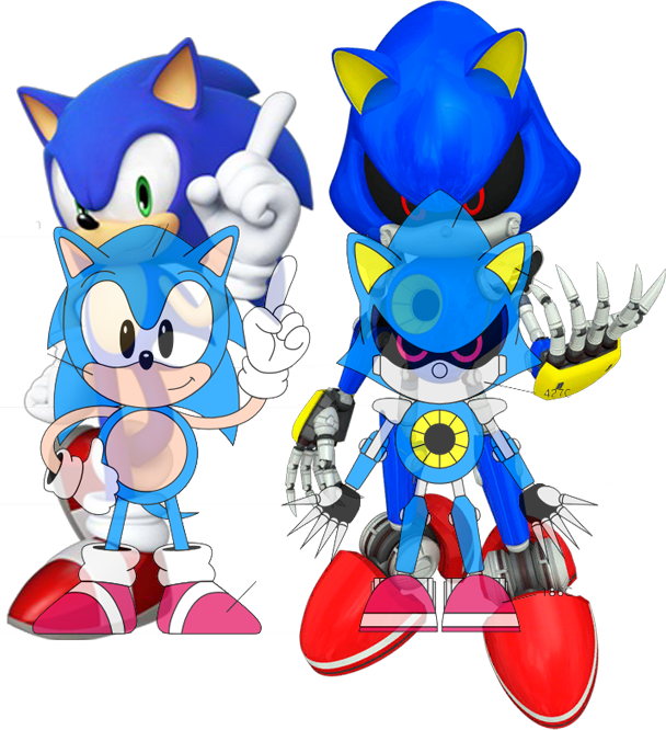 Mcsonicmetalcomp - Metal Sonic Clipart (608x666), Png Download