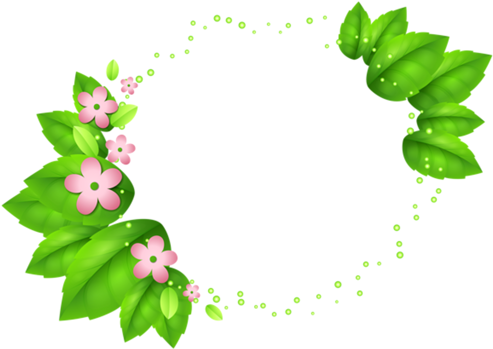 #green #leaf #circle #circleframe #frame #border #circleborder - Flowers Decoration With Transparent Background Clipart (1024x749), Png Download