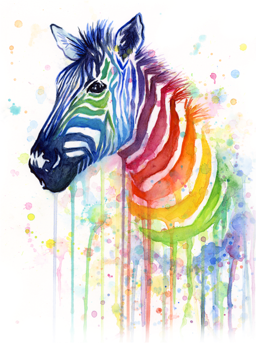 Click And Drag To Re-position The Image, If Desired - Rainbow Zebra Painting Clipart (519x700), Png Download