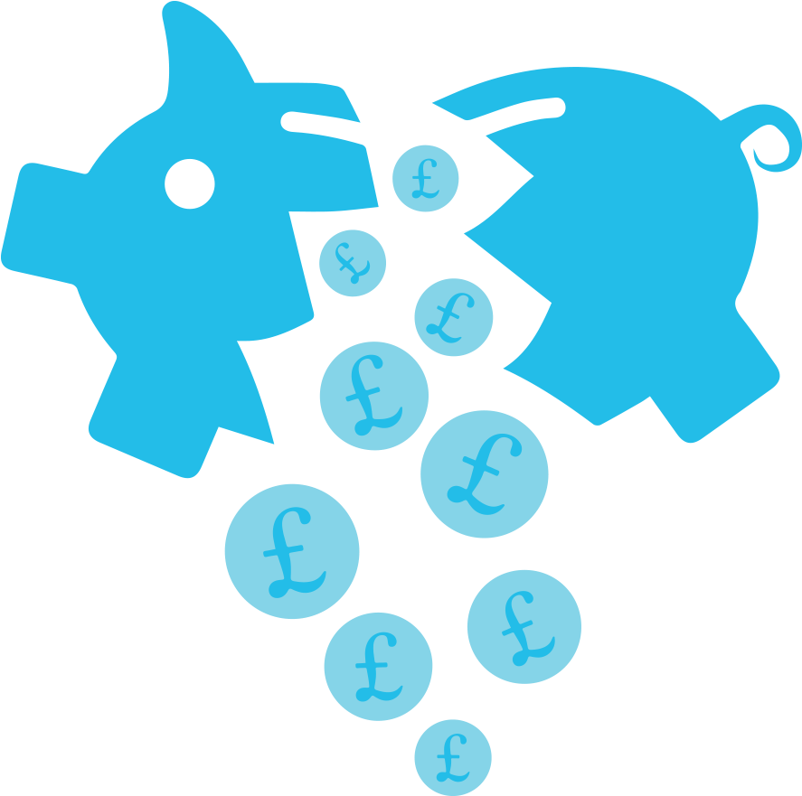 Broken Piggy Bank Png - Blue Broken Piggy Bank Clipart (925x899), Png Download