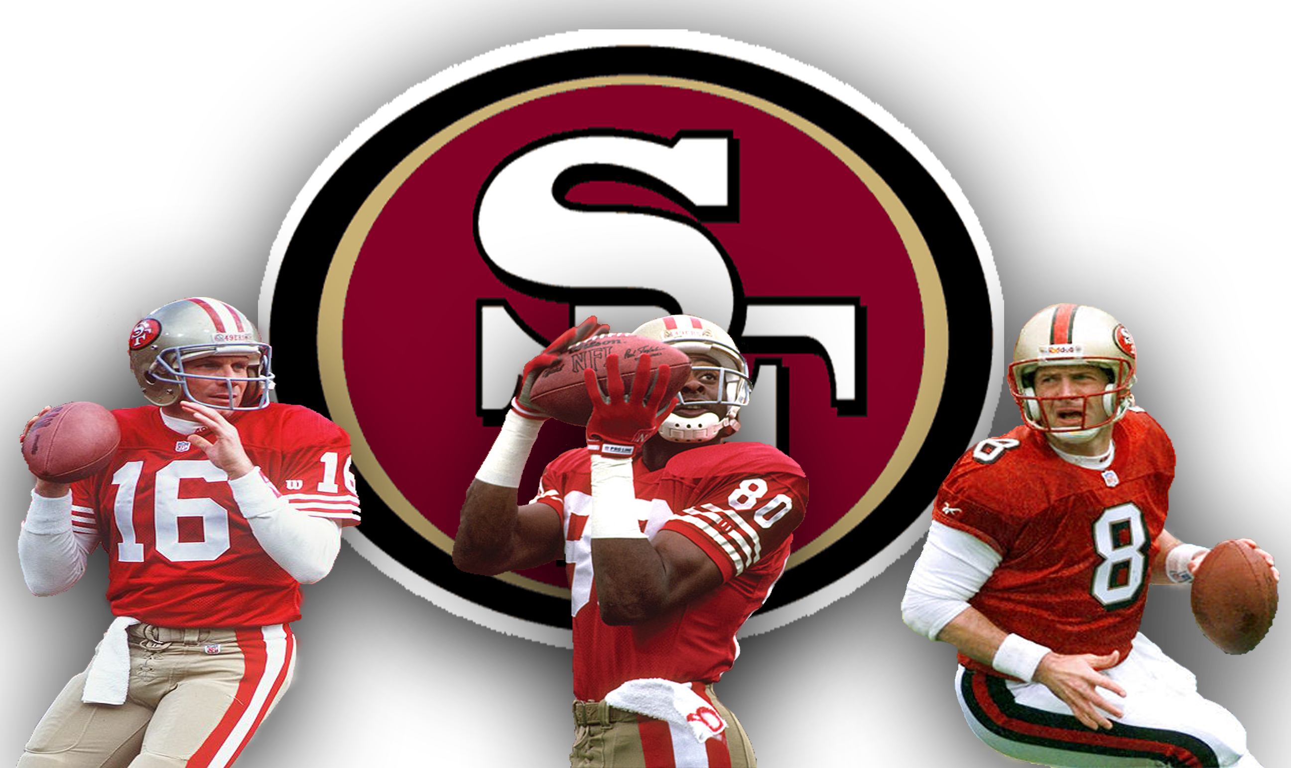 The - Jerry Rice Joe Montana Steve Young Clipart (2592x1543), Png Download