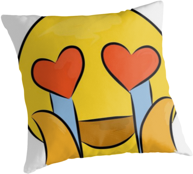 "crying Heart Eyes Emoji " Throw Pillows - Cushion Clipart (875x875), Png Download