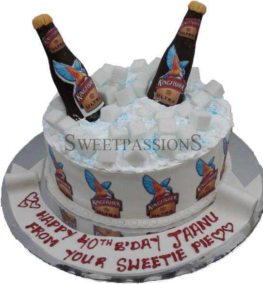 Kingfisher Ultra Bottles Cake - Birthday Cake Clipart (542x586), Png Download