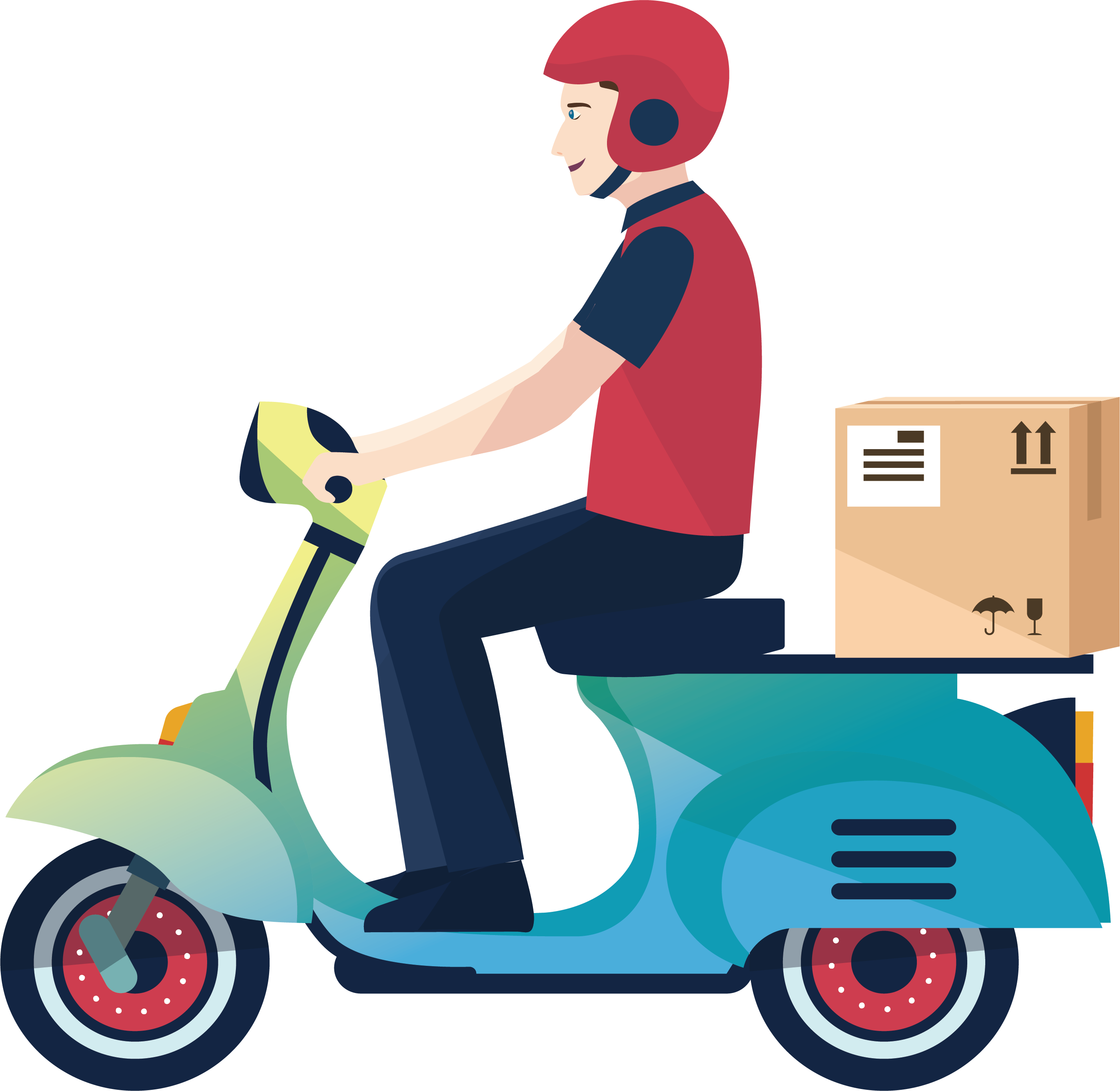 Delivery Motorcycle Courier Logistics Service - Delivery Boy Png Clipart (2801x2728), Png Download