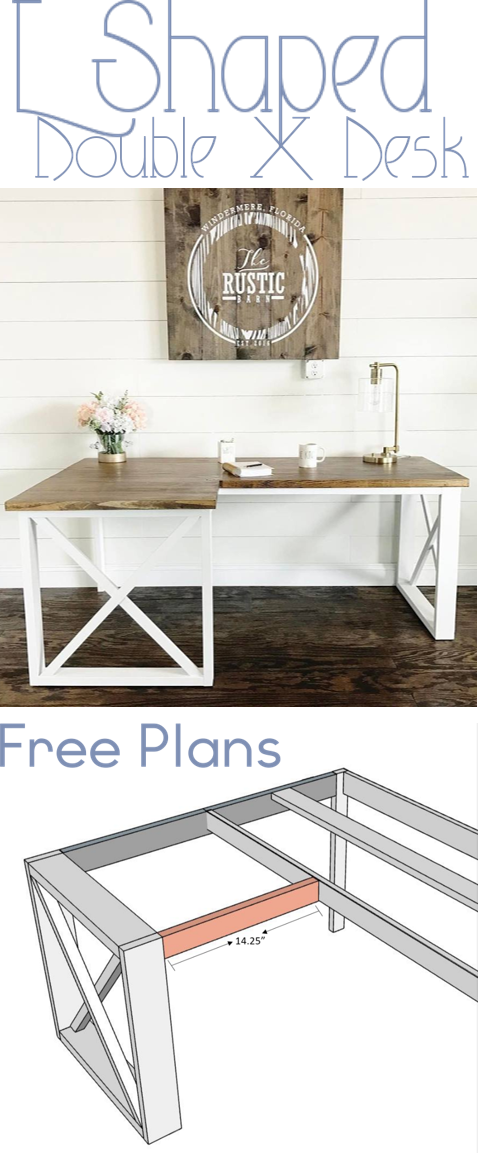 Diy Office Desk - Mesa Rustica Em L Clipart (478x1153), Png Download