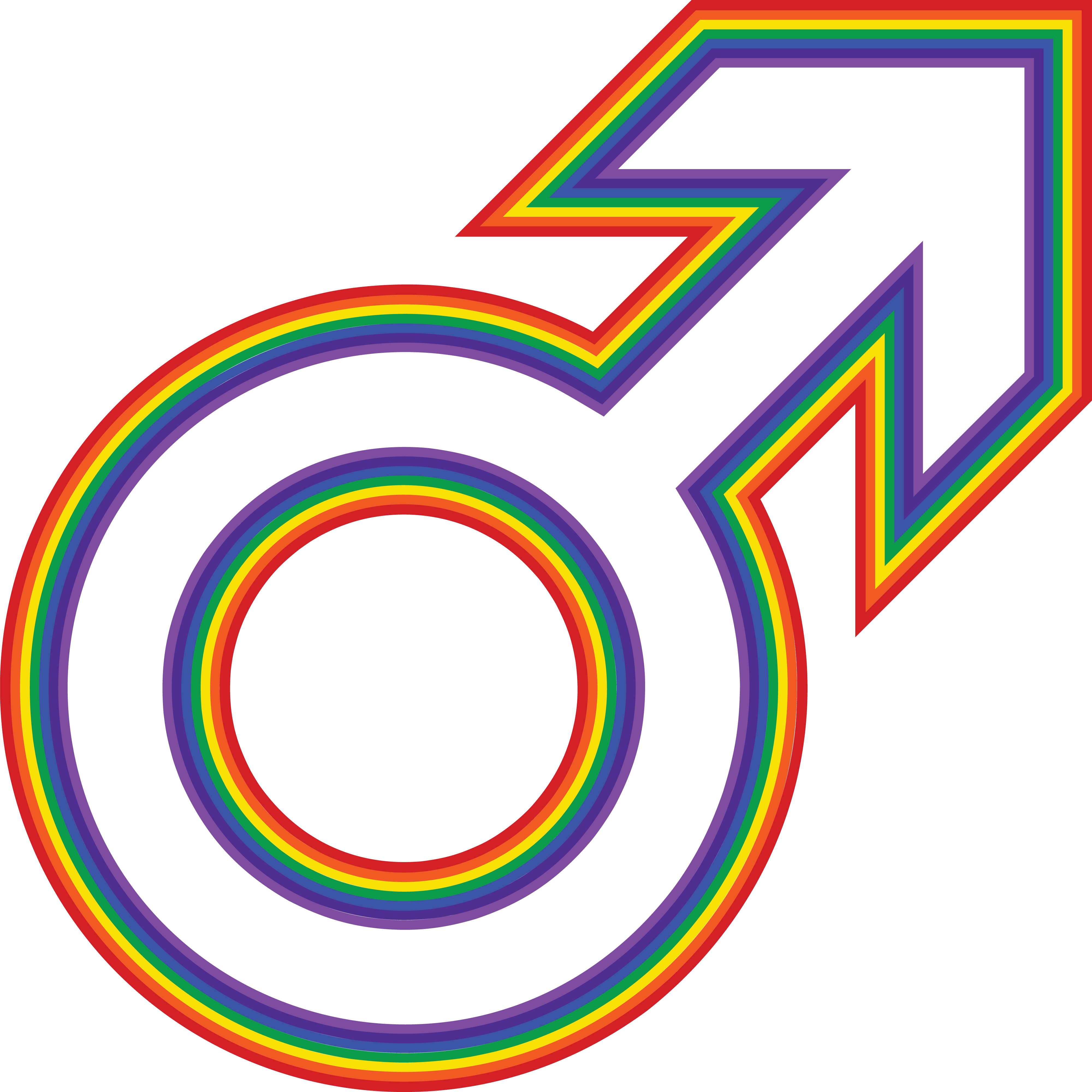 Free Clipart Of A Rainbow Male Gender Symbol - Male Symbol Clipart - Png Download (4000x3999), Png Download