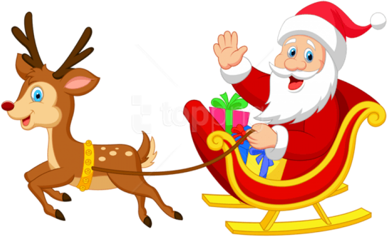 Free Png Transparent Santa With Rudolph Png - Papa Noel Con Trineo Clipart (850x522), Png Download