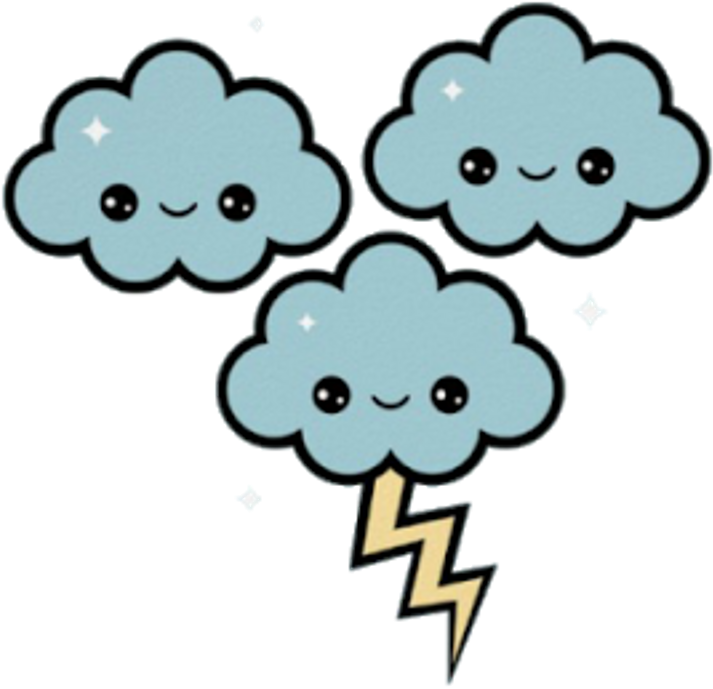 #rain #cloud #tumblr - Kawaii Lightning Clipart (1024x1024), Png Download