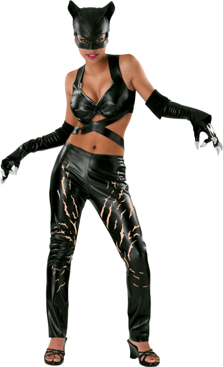 Adult Deluxe Catwoman Costume - Catwoman Halle Berry Costume Clipart (800x1268), Png Download