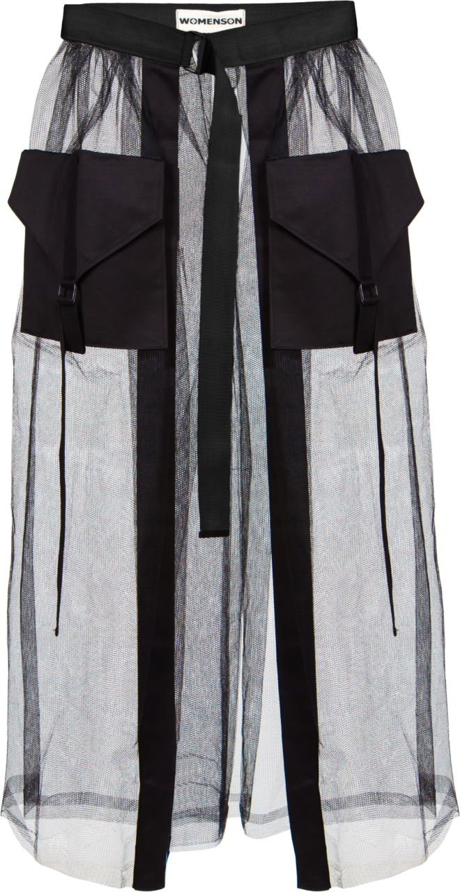 Tulle Cargo Pocket Skirt Black Clipart (660x1280), Png Download