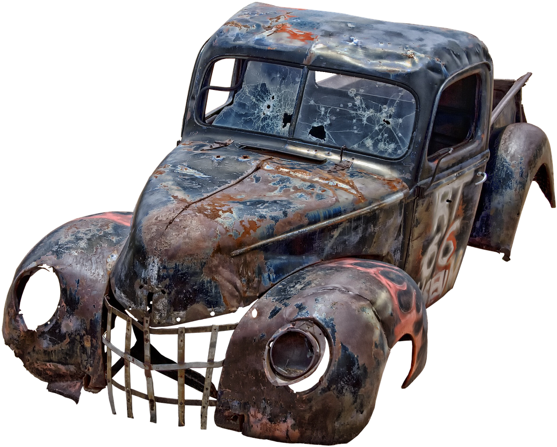 Junk Car Png - Most Broken Down Car Clipart (1030x742), Png Download