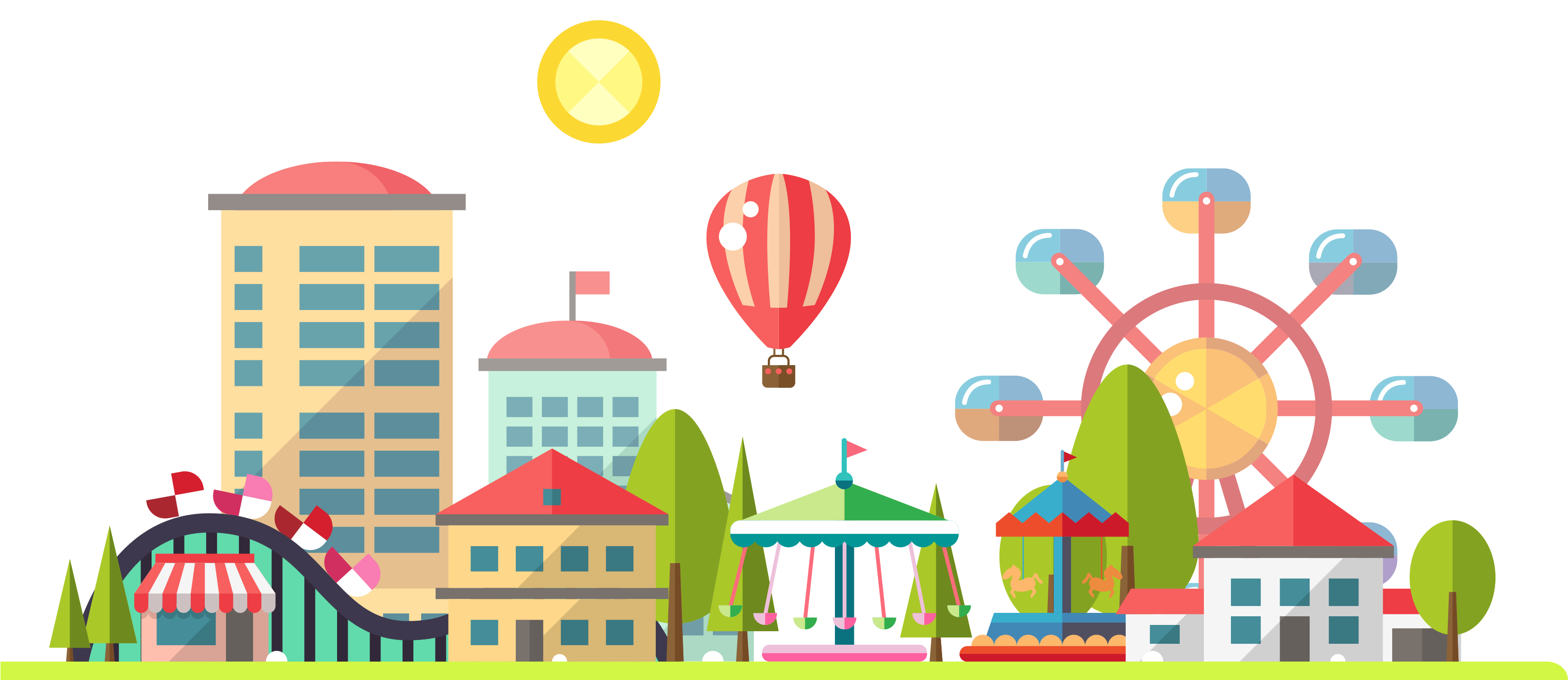 Amusement Park, Park, Ferris Wheel, Play, Art Png Image - Amusement Park Clipart (3508x2480), Png Download