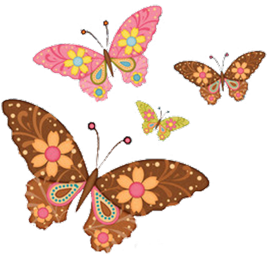 #pink #rosas #flores #mariposas - Imagenes De Mariposas En Formato Png Clipart (1024x1024), Png Download