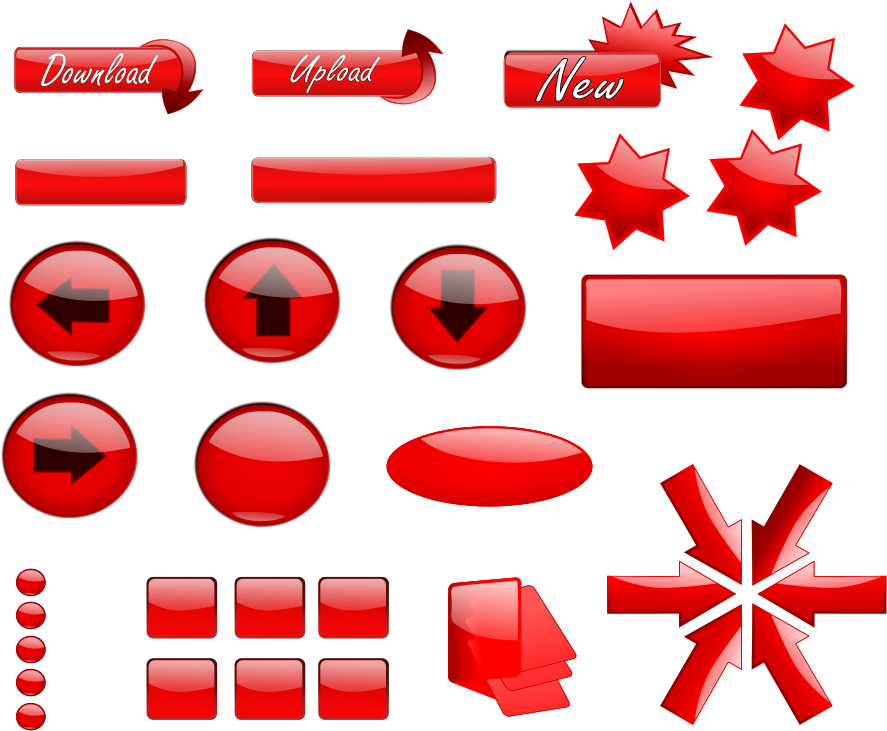 Glossy Buttons Png - Red Buttons Clipart (900x741), Png Download