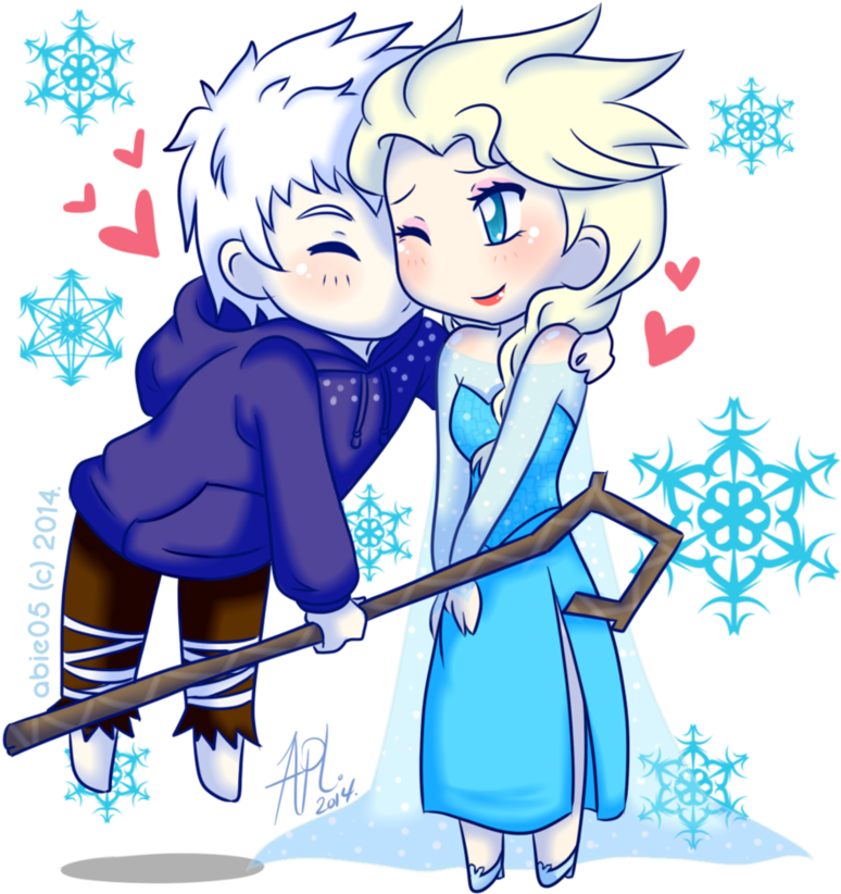 Elsa & Jack Frost Images A Kiss Hd Wallpaper And Background - Elsa E Jack Frost Kiss Clipart (774x822), Png Download