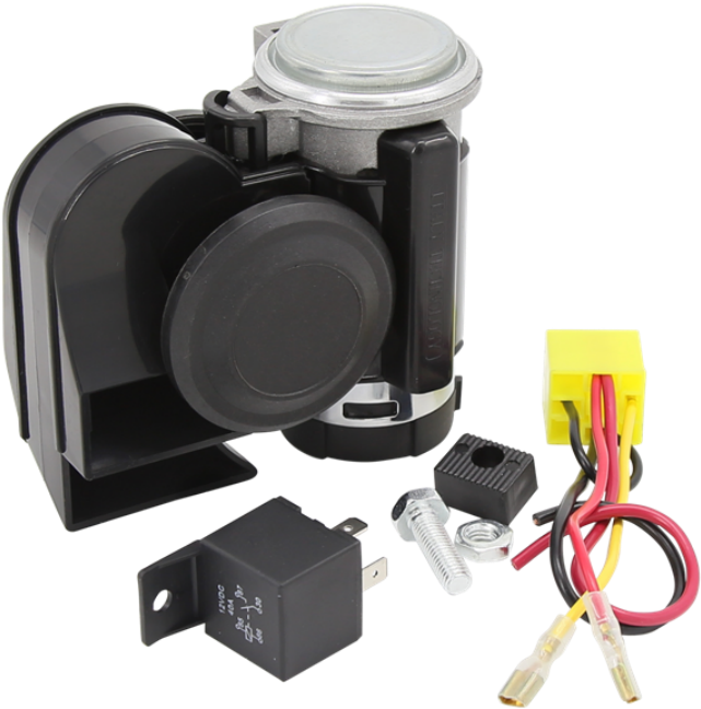Compact Red Black 12v Motorcycle Air Horn, Electric - Vehicle Horn Clipart (899x674), Png Download