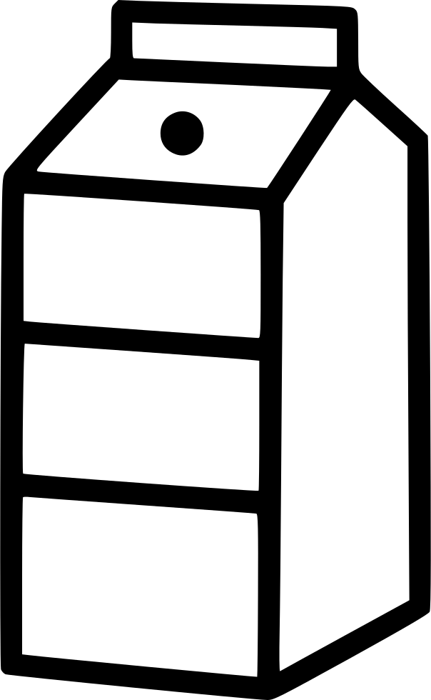 Milk Carton Png Black And White - Free Milk Carton Icon Clipart (604x980), Png Download