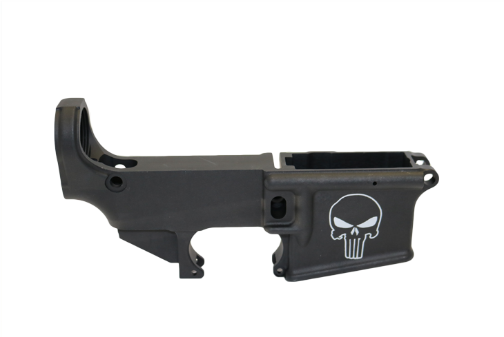 Ar15 80% Lower Receiver Anodized, Punisher Etching - Rifle Clipart (750x500), Png Download