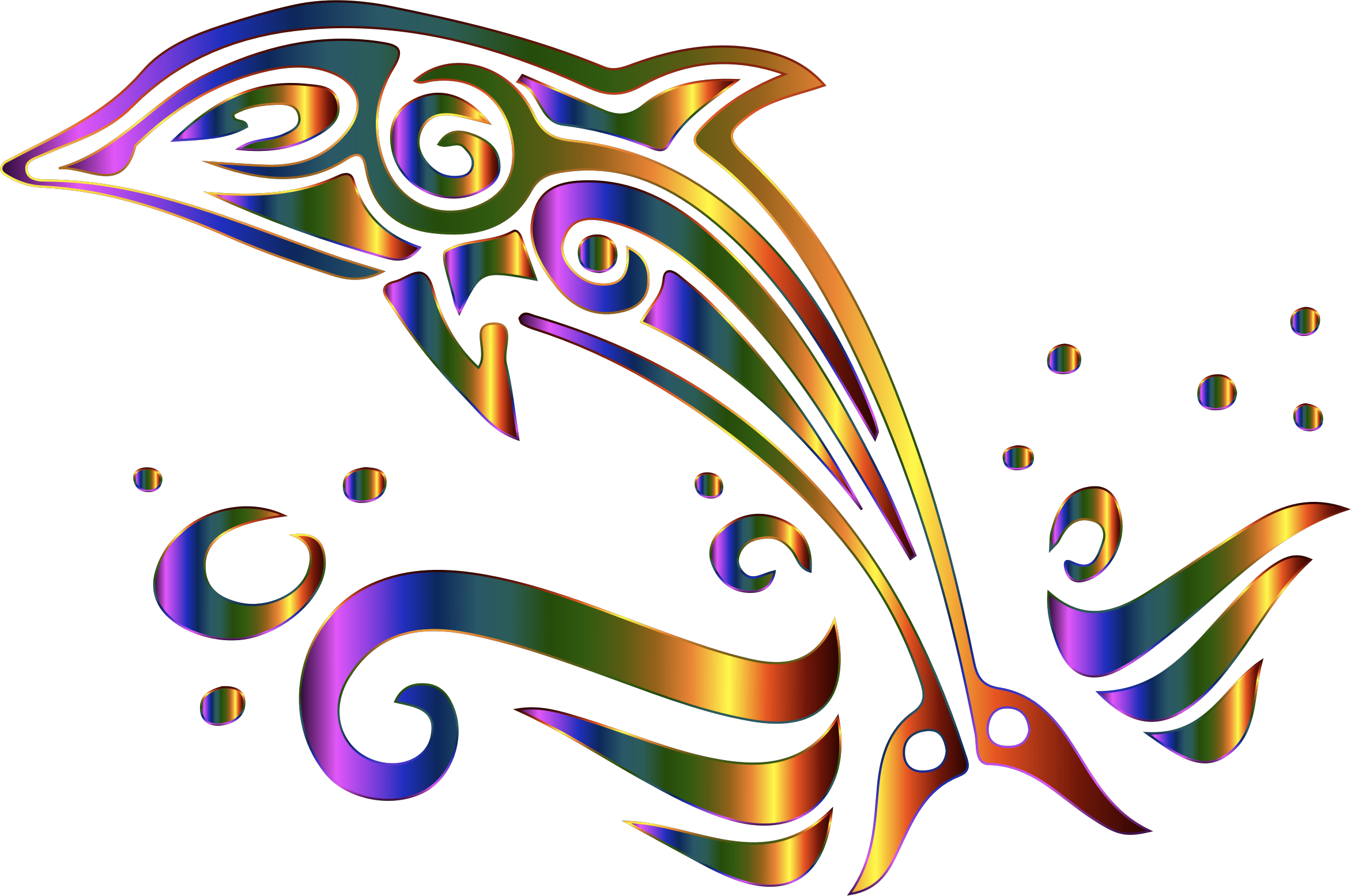 Clipart - Colorful Dolphin Clip Art - Png Download (2344x1555), Png Download