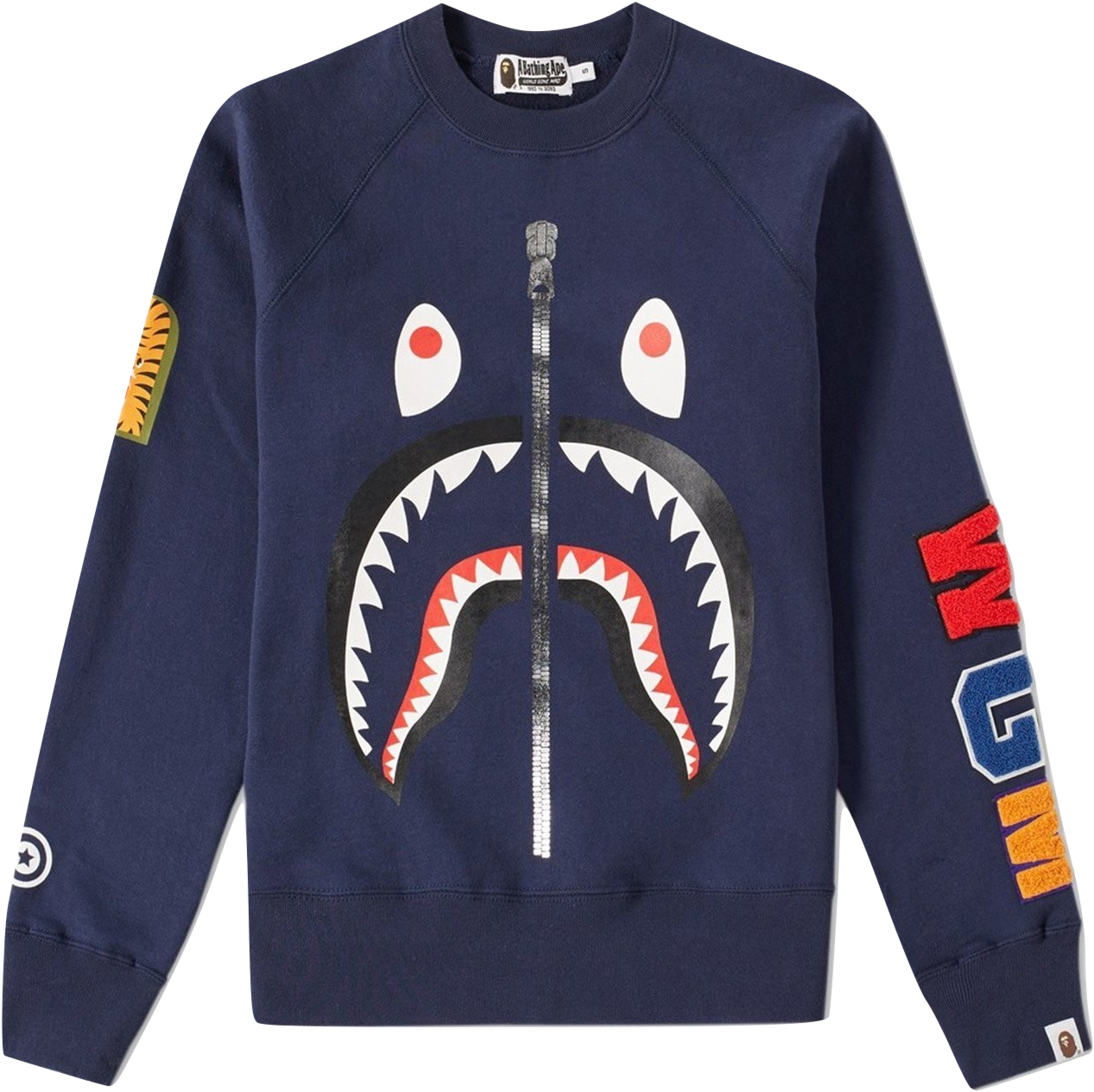 Bape Shark Crewneck Sweater - Bape Shark Crewneck Black Clipart (1267x1265), Png Download