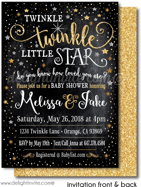 Twinkle Twinkle Little Star Baby Shower Invitations - Calligraphy Clipart (497x675), Png Download