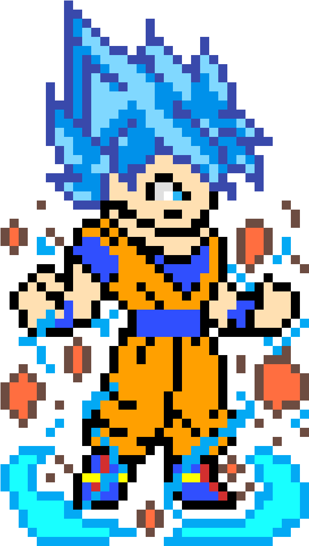 Super Saiyan Blue Goku - Super Saiyan Goku Pixel Art Clipart (613x1081), Png Download
