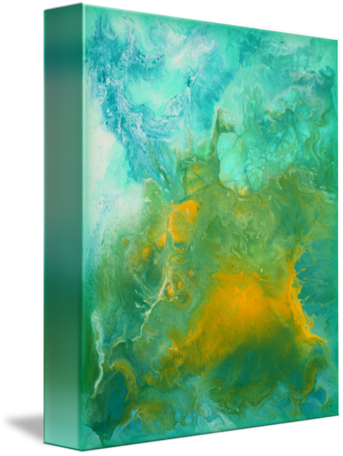 Teal Fluid Abstract Painting - Abstract Paints Png Clipart (489x650), Png Download