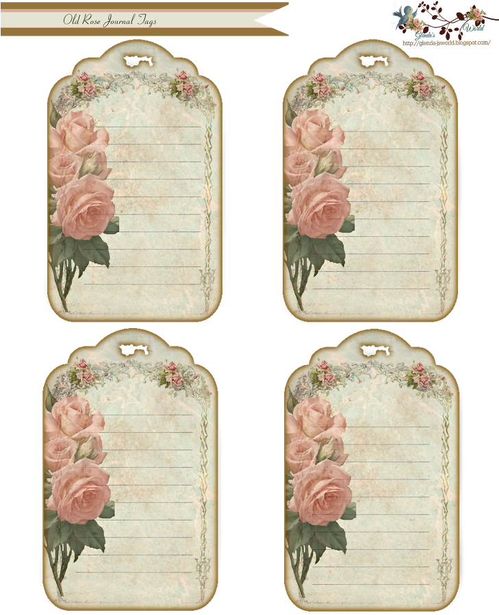 Displaying Old Rose Journaling Tags By Glenda@glenda's - Garden Roses Clipart (738x922), Png Download