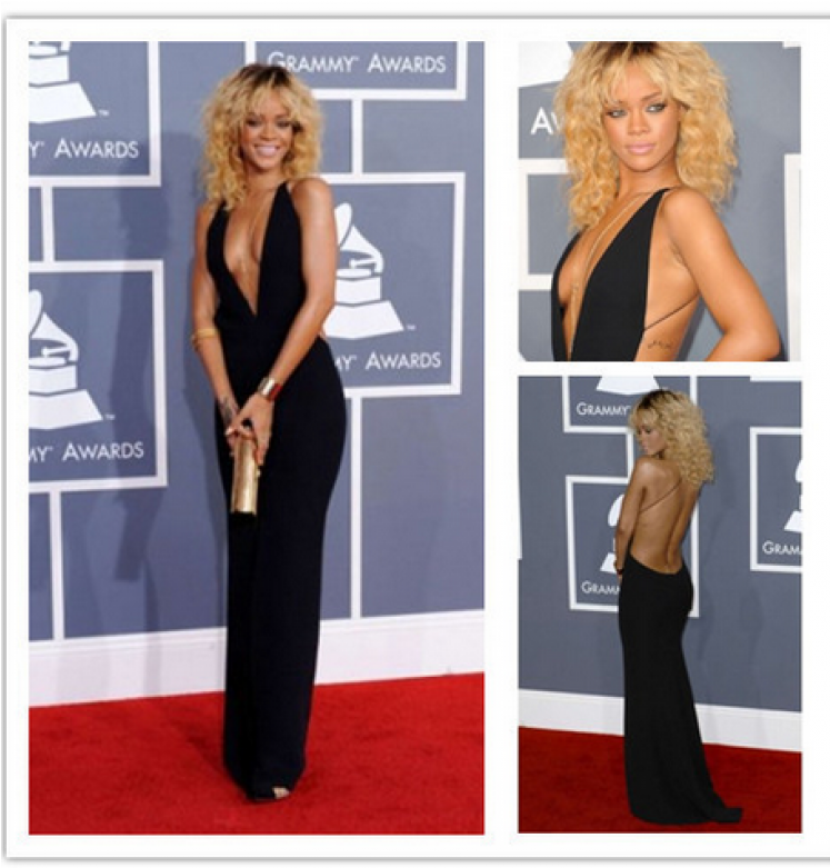 Luxusne Celebritne Saty Rihanna Dark Uz Len Na Objednavku - Long Black Event Dress Clipart (746x1000), Png Download