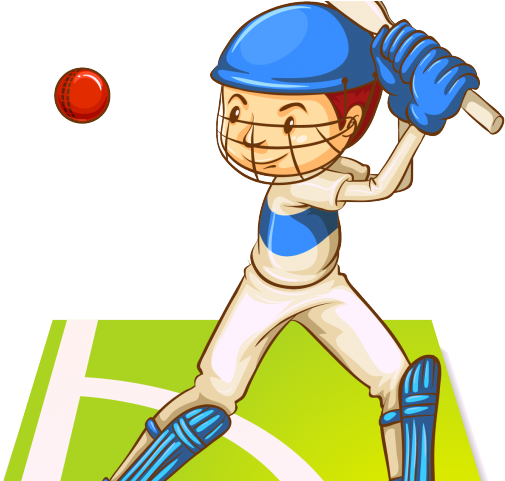 Baseball Clipart Cartoon - Playing Cricket Sketch - Png Download (640x480), Png Download