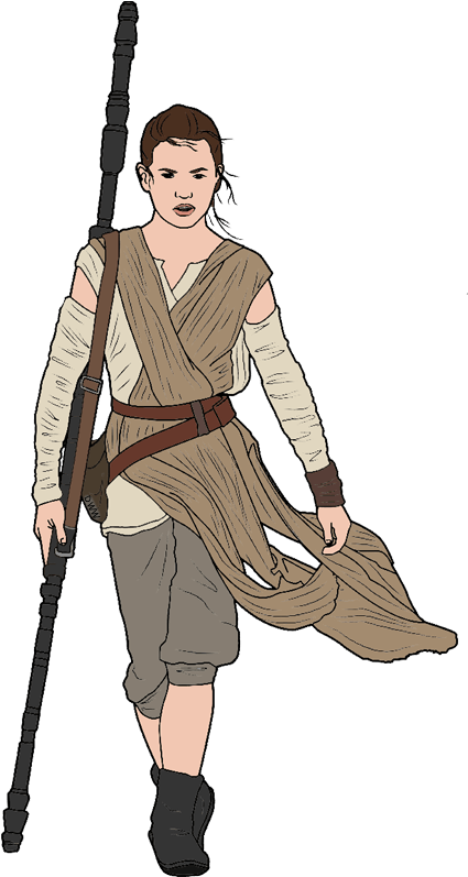 The Force Awakens Clip Art Image , Png Download - Rey Star Wars Clip Art Transparent Png (425x797), Png Download