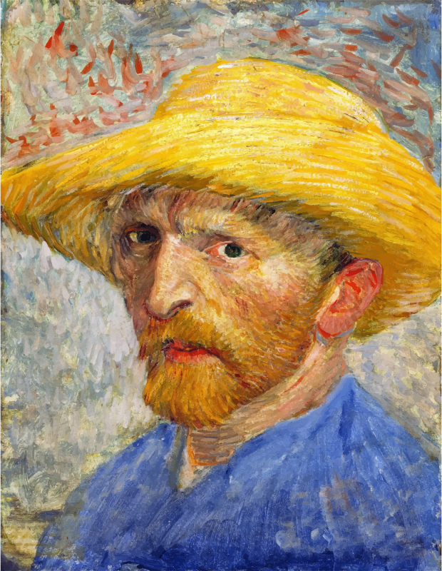 Van Gogh Self Portrait With Straw Hat , Png Download Clipart (620x800), Png Download