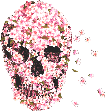 Skull With Flowers Png Clipart (500x750), Png Download