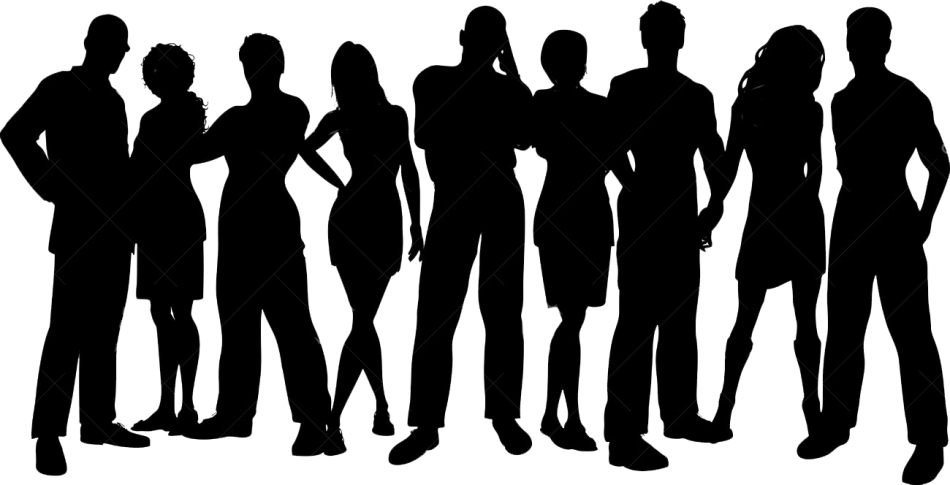 Teenager Group Silhouette , Png Download - Group Of Friends Silhouette Clipart (950x485), Png Download