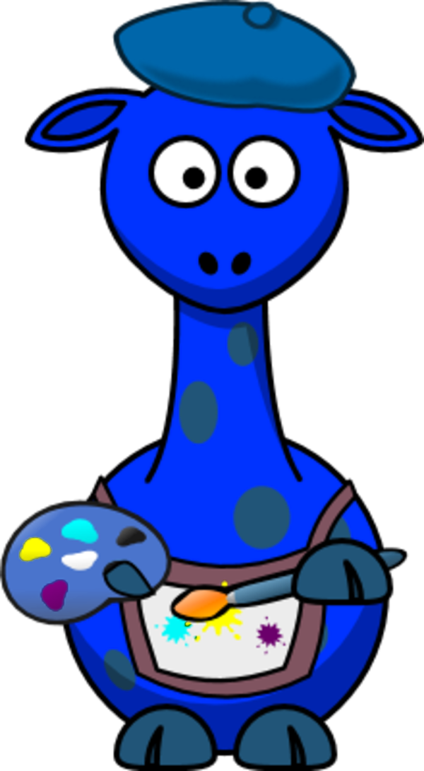 Giraffe As A Painter Artist - Cliparts Giraffe Drawing Color Yellow Paint - Png Download (600x1091), Png Download