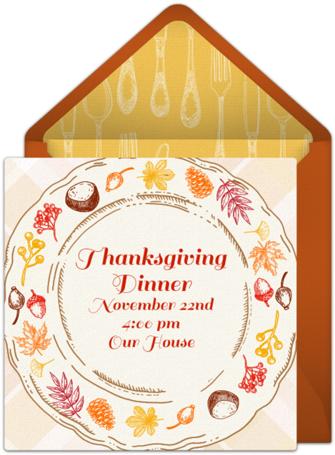 Thanksgiving Dinner Plate Online Invitation - Circle Clipart (650x650), Png Download