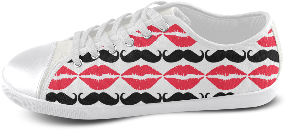 Red And Black Hipster Mustache And Lips Men's Canvas - Sneakers Clipart (914x416), Png Download