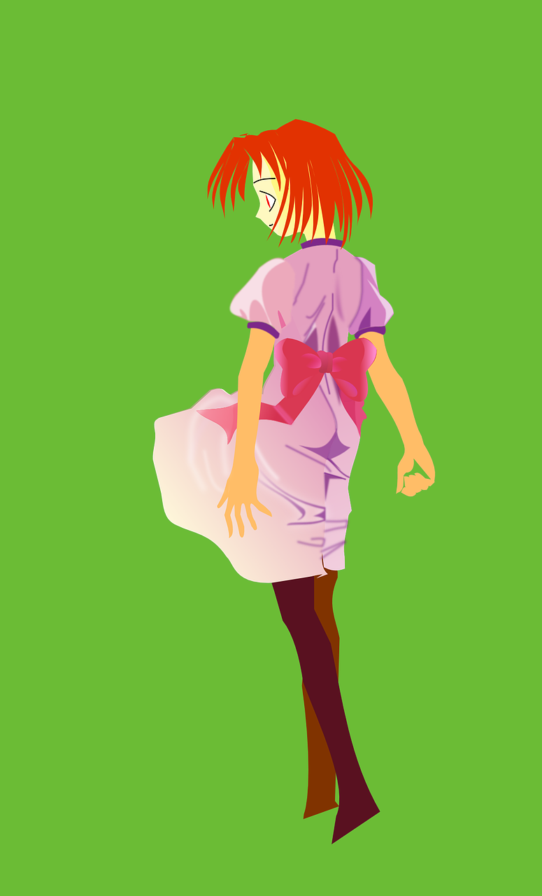 Dress Girl Windy Skirt Lady Png Image - Personagem De Anime Com Cabelo
