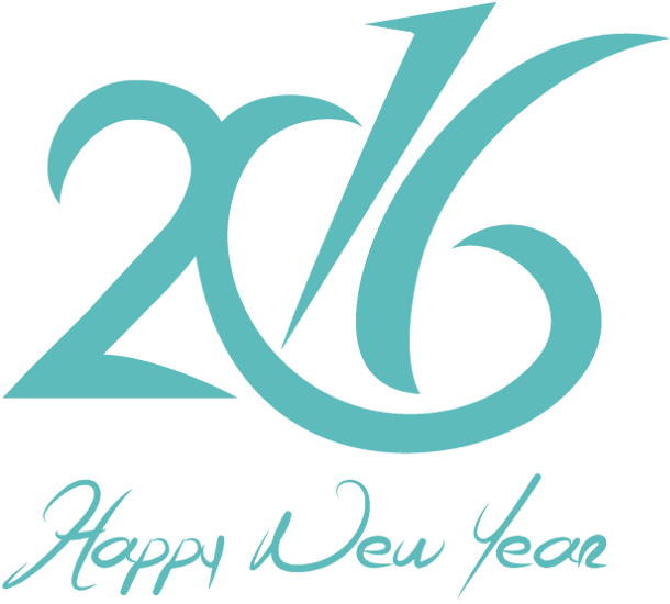 Happy New Year 2016 Text Design - New Year Clipart (610x550), Png Download