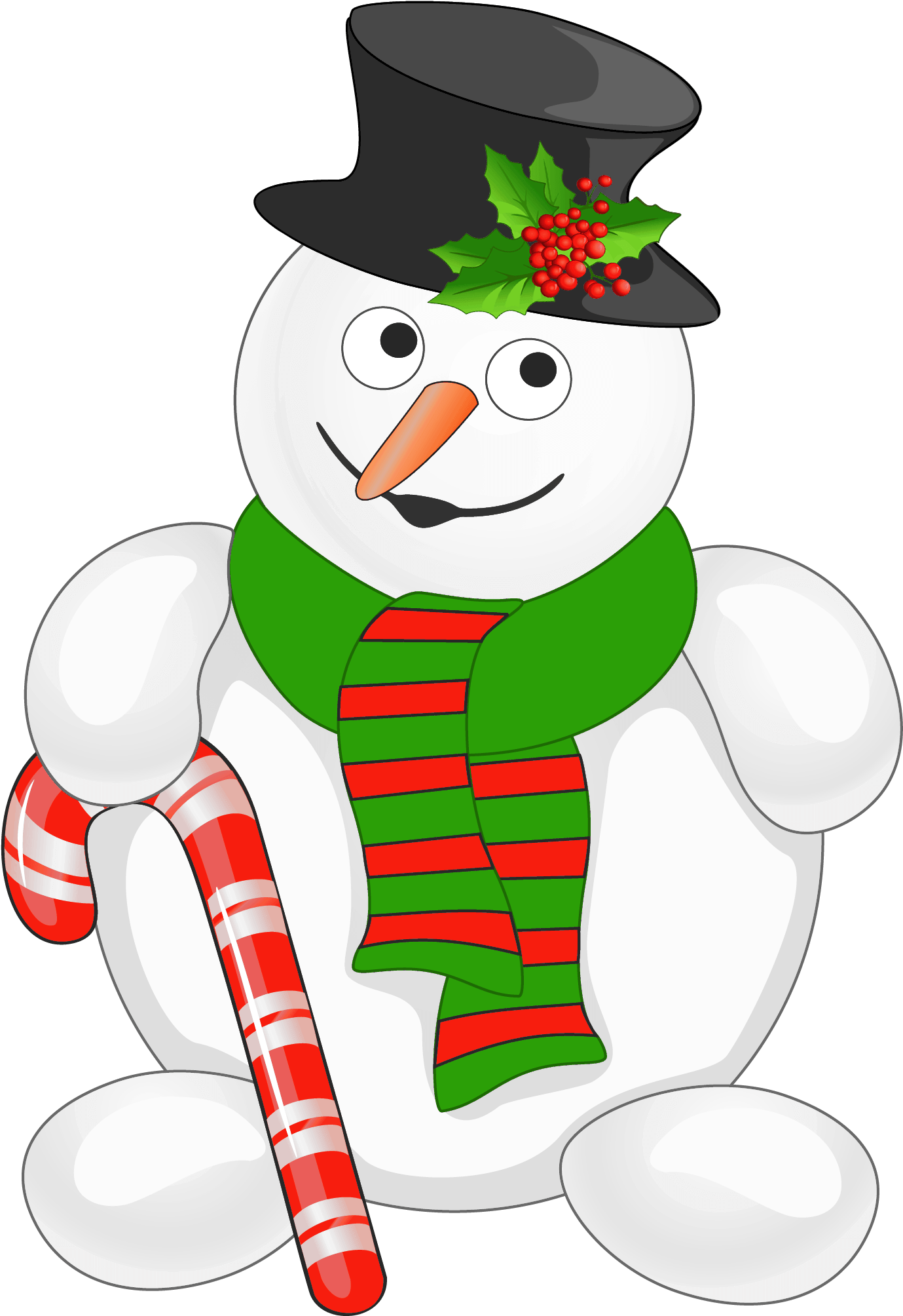 Cute Christmas Snowman Clipart - Snowman With Candy Cane - Png Download (1424x2028), Png Download