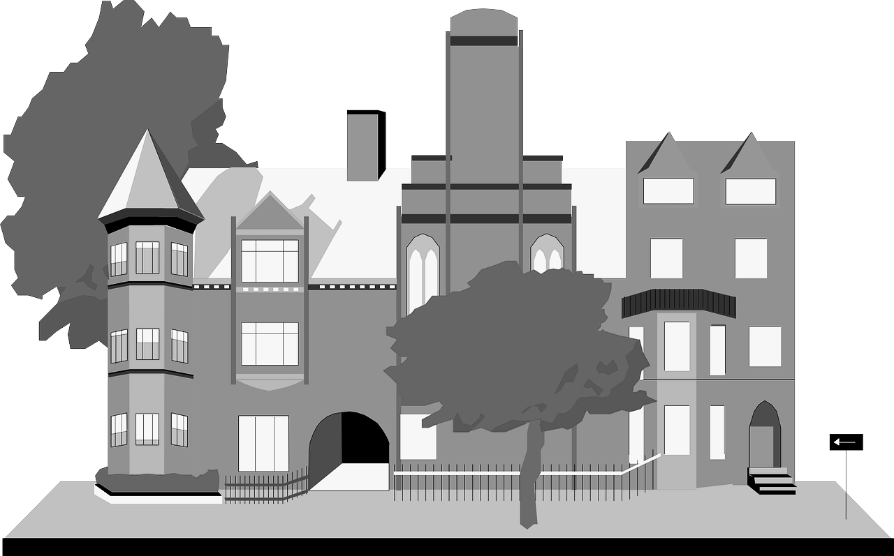 Detroit Community Schools High School - Cartoon Transparent Building Png Clipart (1280x797), Png Download