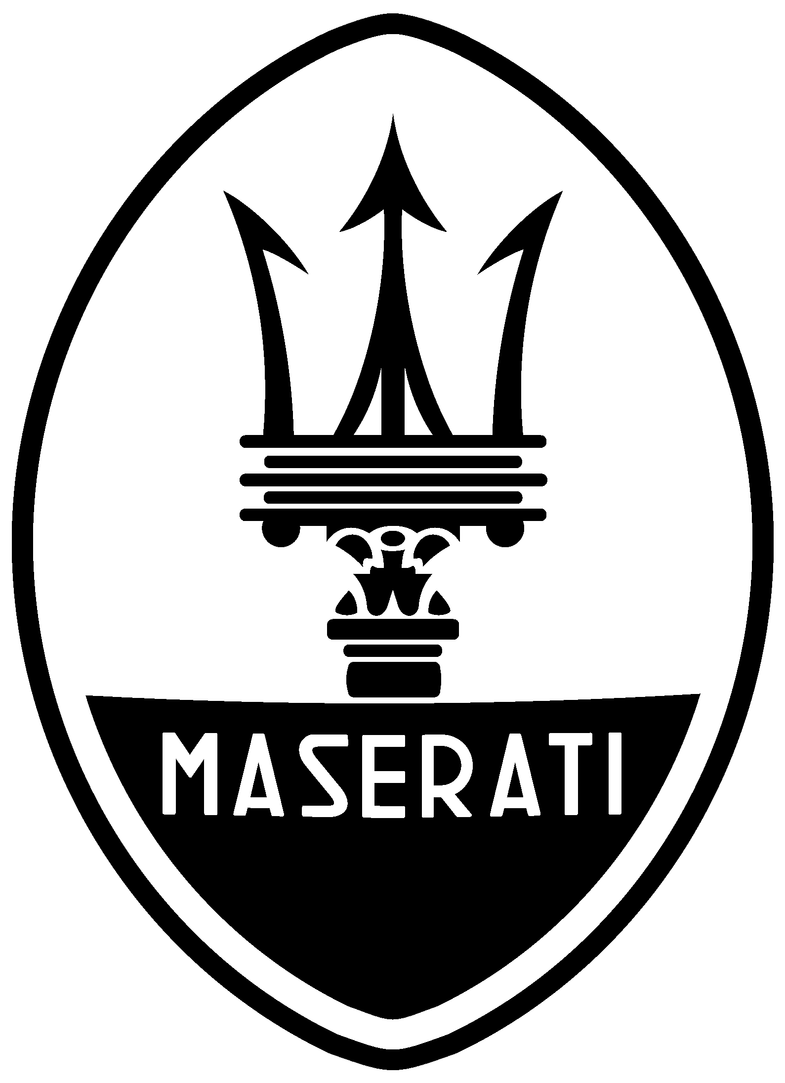 Maserati Logo Black And White Clipart (1589x2191), Png Download