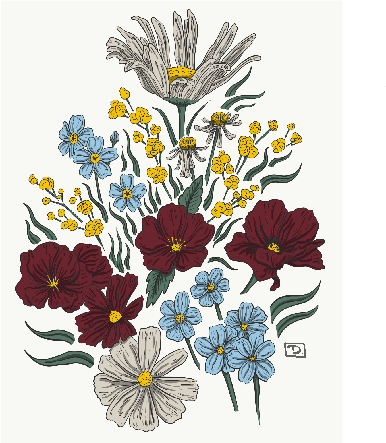 Wild Flowers - Bouquet Clipart (1584x2048), Png Download