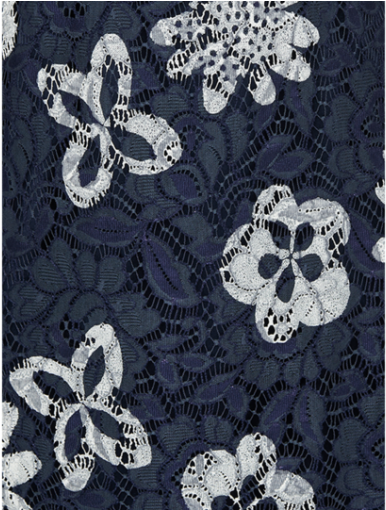 Navy Overprinted Lace Bell Sleeve Dress - Lace Clipart (509x677), Png Download