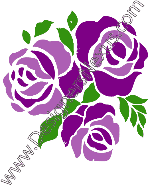 Purple Rose Clipart Three Rose - Purple Flower Clip Art - Png Download (519x650), Png Download
