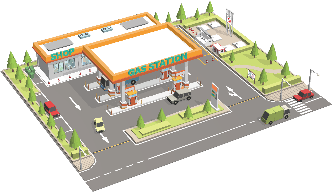 Cash Register Area - Petrol Station Plan Design Clipart (1280x800), Png Download