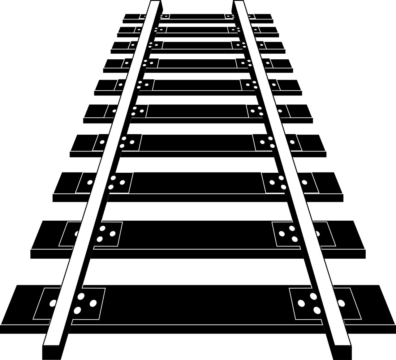 Railroad Tracks Png Image Free Download - Rail Clipart Black And White Transparent Png (1280x1165), Png Download