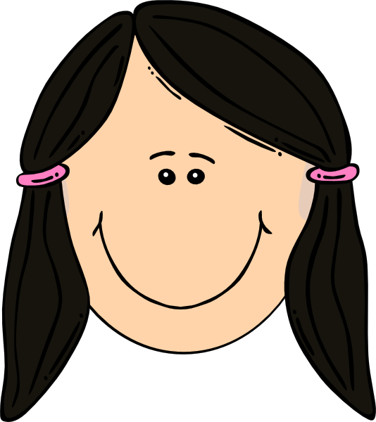 Original Png Clip Art File Smiling Dark Hair Girl Svg - Cartoon Girl With Black Hair Transparent Png (534x600), Png Download