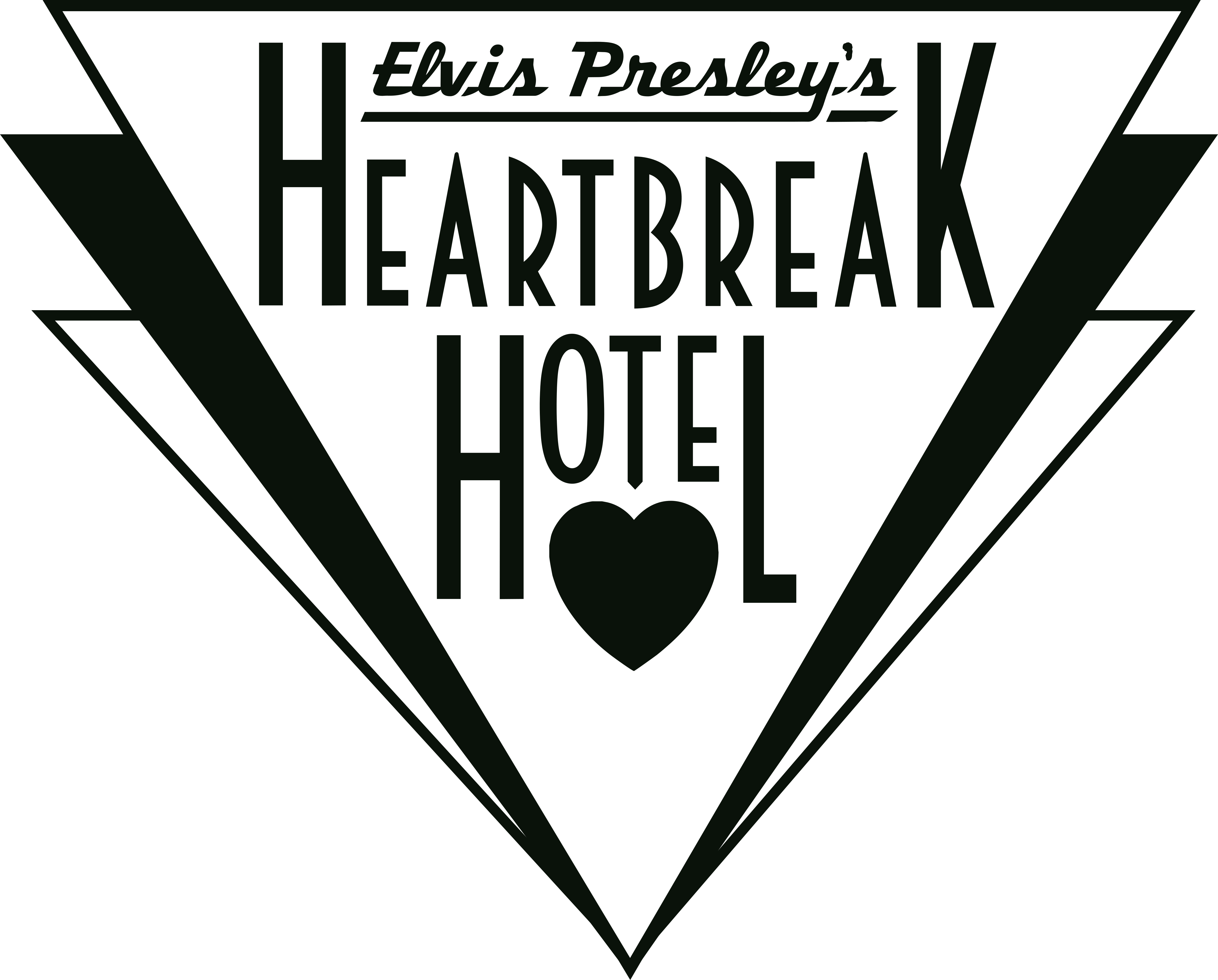 Elvis Presley's Heartbreak Hotel Logo - Heartbreak Hotel Black And White Clipart (5000x4022), Png Download